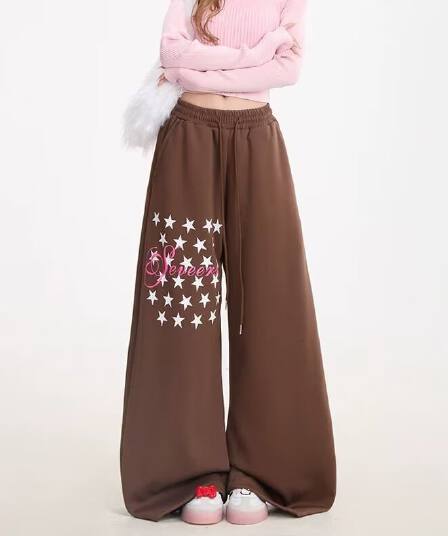 가을 새로운 조수 브랜드 아메리칸 패치 모통이 칼 운동 웨이 바지 남녀 레트로 루즈핏 넓은 다리 다용도 캐주얼 바지