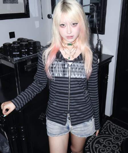 좋은 품질 아메리칸 레트로 몸매 가꾸기 스트라이프 긴팔 후드 지퍼 오픈 가디건 후드티 여성 한국 스타일 다용도 재킷 트렌디