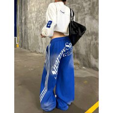 批发好质量 秋季新款美式复古字母印花弯刀阔腿慵懒风女<b class='q'>街头</b>休闲长裤