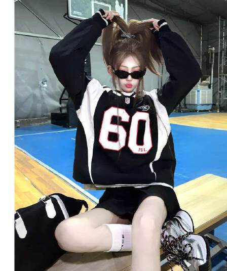 좋은 품질 아메리칸 레트로 가을 새로운 배색 패치워크 저지 알파벳 프린트 루즈핏 운동 후드티 긴팔
