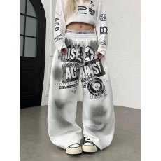 批发好质量美式复古街舞卫<b class='q'>裤</b>女<b class='q'>嘻哈</b>爵士垂感阔腿运动宽松休闲慵懒长<b class='q'>裤</b>