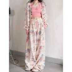 批发小香风时尚洋气运动套装女秋款韩系宽松显瘦卫衣休闲两件套阔腿<b class='q'>裤</b>