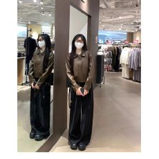 批发高级感美式复古PU皮长袖外套女<b class='q'>秋</b>季宽松显瘦气质咖色夹克机车服