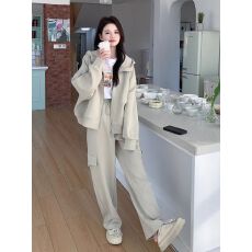 批发高级感休闲运动套装女春秋胖MM工装风卫衣卫裤两件套早秋一整套