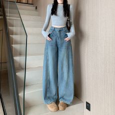 批发实拍实价~弯刀<b class='q'>裤</b>女秋冬季新款高腰宽松显瘦垂感阔腿<b class='q'>裤</b><b class='q'>镰刀</b>牛仔<b class='q'>裤</b>