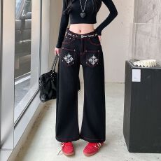 批发实拍实价~设计感小众弯刀裤<b class='q'>女</b>新款飘带缝线剪裁显瘦百搭<b class='q'>牛仔</b>裤潮