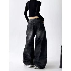 批发2025秋季新款韩版宽松显瘦百搭休闲裤女<b class='q'>高腰</b>直筒阔腿长裤子潮