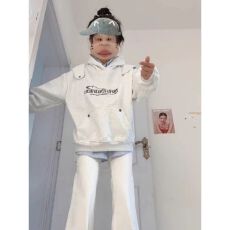 批发美式高街慵懒风字母连帽<b class='q'>卫衣</b>女春秋设计感<b class='q'>宽松</b>情侣百搭外套上衣潮