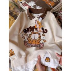 批发日系复古卡通刺绣polo领<b class='q'>卫衣</b>男女秋冬<b class='q'>宽松</b>假两件设计感小个子上衣