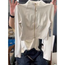 2025新款休闲百搭通勤风拉链外套女修身显瘦短款立领打底衫上衣