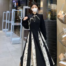 批发新中式国风爆款女装改良旗袍<b class='q'>连衣裙</b>秋季高级感显瘦小个子2025长裙