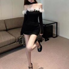 批发2025年连衣裙女秋冬性感修身收腰包臀裙高级感辣妹短裙子