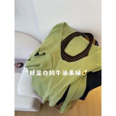 批发设计感甜辣挂脖背心两件套女早秋季新款韩版显瘦修身百搭<b class='q'>V领</b>上衣