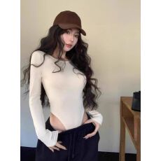 胸垫可拆卸 辣妹性感连体上衣女秋冬紧身长袖t恤内搭打底衫