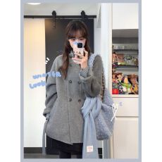 批发<b class='q'>中长款</b>灰色呢子大衣女2025秋冬季新款正流行赫本风小个子毛呢外套