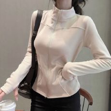 批发2025美式复古长袖外套女秋季修身<b class='q'>运动</b>开衫百搭短款保暖拉链上衣潮