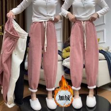 批发加绒加厚秋冬新款欧货灯芯绒束脚哈伦<b class='q'>裤</b><b class='q'>韩版</b>条绒萝卜<b class='q'>裤</b>宽松卫<b class='q'>裤</b>女