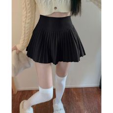 批发【加厚毛呢】米白色毛呢百褶裙女秋冬季新款半身裙辣妹高腰短裙