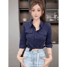 批发【原版竹节面料手感正】韩系长袖衬衫女装新款秋季修身显瘦上衣