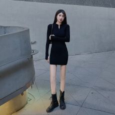 批发小妈风<b class='q'>连衣裙</b>女包臀裙新款黑色修身裙子辣妹韩系秋季<b class='q'>连衣裙</b>
