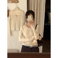 批发【官图 广州原版坑条240克】韩系网纱拼接V领<b class='q'>长袖</b>打底衫女上衣