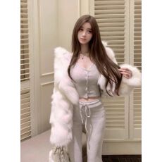 官图 随心裁莫代尔260克1*1纯欲V领开衫阔腿长裤两件套装女