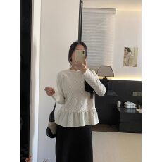 批发【官图 原版布料】温柔甜美风韩系波点半高领上衣秋冬<b class='q'>长袖</b>打底