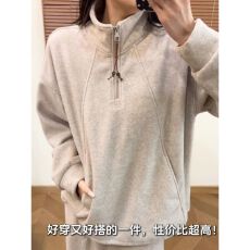 批发美式复古半拉链立领<b class='q'>卫衣</b>女冬季串珠抽绳保暖款<b class='q'>外套</b>