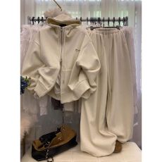 批发<b class='q'>韩版</b>休闲运动穿搭套<b class='q'>装</b>加绒连帽拉链卫衣外套高腰显瘦阔腿<b class='q'>裤</b><b class='q'>两件套</b>