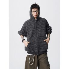 批发【官图】美式条纹重磅连帽<b class='q'>卫衣</b><b class='q'>外套</b><b class='q'>男</b>潮牌复古拉链夹克开衫