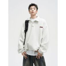 批发【官图】刺绣贴标长袖POLO衫<b class='q'>男</b>美式潮牌翻领休闲<b class='q'>卫衣</b>情侣上衣