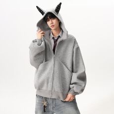 批发【官图】铆钉拼接杜宾犬耳连帽<b class='q'>卫衣</b><b class='q'>男</b>女春秋小众重磅情侣<b class='q'>外套</b>