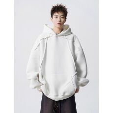 批发【官图】美式高街褶皱<b class='q'>卫衣</b><b class='q'>男</b>潮牌复古帽衫宽松慵懒风硬挺<b class='q'>外套</b>