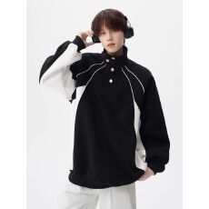 批发【官图】380克美式运动立领<b class='q'>卫衣</b><b class='q'>男</b>女冬季撞色拼接休闲潮牌上衣