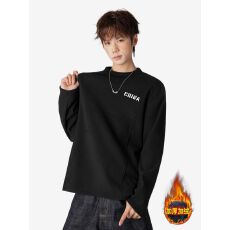 批发【实拍 加绒加厚】美式简约长袖T恤<b class='q'>男</b>潮牌<b class='q'>卫衣</b>宽松保暖打底衫