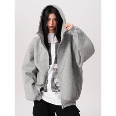 批发【官图】美式重磅解构连帽<b class='q'>开衫</b><b class='q'>卫衣</b>女秋冬拼接设计感拉链外套