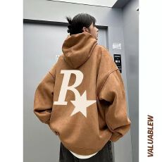 批发【官图】安哥拉红R星卫衣女连帽美式复古麂皮绒重磅<b class='q'>外套</b><b class='q'>情侣装</b>