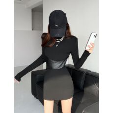 批发法式黑色高领打底内搭<b class='q'>连衣裙</b>子女2026秋冬季气质显瘦收腰包臀短裙