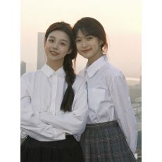 批发酷丝绵+有口袋款 JK制服衬衣春夏秋冬季白色长袖学生衬衫上衣女