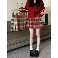 批发毛呢加厚好质量+安全裤+拉链 百褶裙JK制服裙子<b class='q'>半身裙</b>春<b class='q'>短裙</b>秋冬