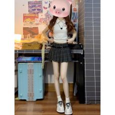 批发送腰带 复古格纹百褶裙JK裙子<b class='q'>半身裙</b>春夏季辣妹美式格子<b class='q'>短裙</b>秋冬