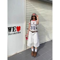 批发潮流气质ins新款日系明线水洗工装七分裤<b class='q'>百搭</b>流行时尚简约原宿