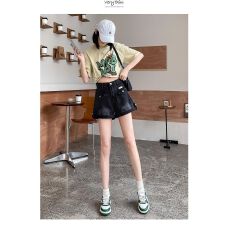 批发2026夏季设计感卷边<b class='q'>牛仔裤</b>女<b class='q'>韩版</b>新款梨型高腰宽松显瘦阔腿热裤