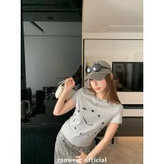 批发精棉美式复古字母印花短袖<b class='q'>正</b>肩T恤女夏季新款宽松百搭显身材上衣