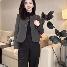 批发香风毛呢外套2026秋冬新款韩版时尚多巴胺小个子圆领短款上衣