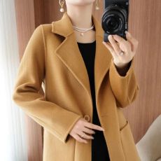 批发2026秋冬新款羊绒双面大衣女短款系扣小个子羊毛毛呢外套