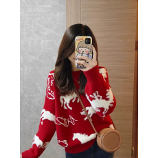 批发秋<b class='q'>冬</b>新款季本命年加厚打底衫宽松新年红色孕妇毛衣