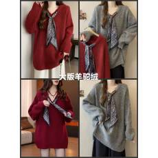 批发新款设计感气质减龄超好看V领针织孕妇毛衣