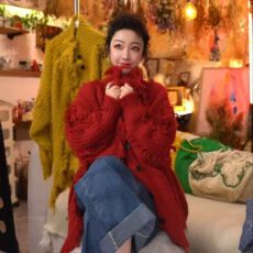 欧货重磅2025年秋冬季新款加大加厚高级感穿搭流苏孕妇针织外套