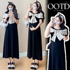 批发实拍现现夏季新款~高级感气质显瘦露肩拼接<b class='q'>大码</b><b class='q'>孕妇</b><b class='q'>连衣裙</b>